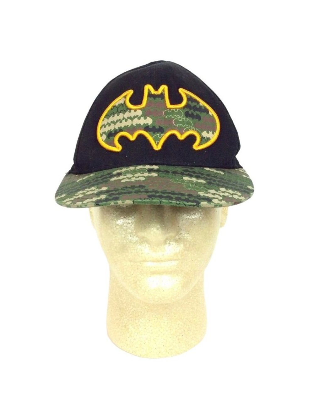 Batman Logo Camo Youth Hat Cap Fitted Size M/L Black Green